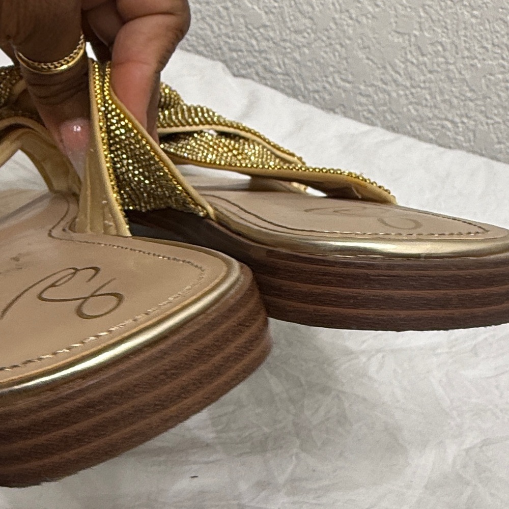 Sam Edelman knotted Gold Crystal Slide Sandals 9.5 issie - Picture 4 of 10